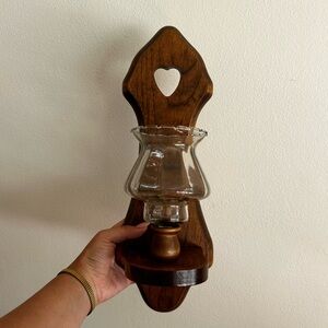 Romantic set of wooden heart sconces with tulip candle covers